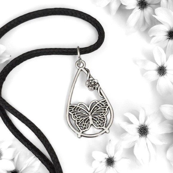 5 For $25💫Ultrafeminine Silver Teardrop Butterfly Pendant - Picture 3 of 3
